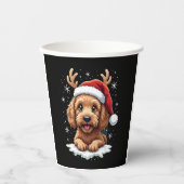 Christmas Goldendoodle Dog Reindeer Holiday Doodle Papieren Bekers (Voorkant)