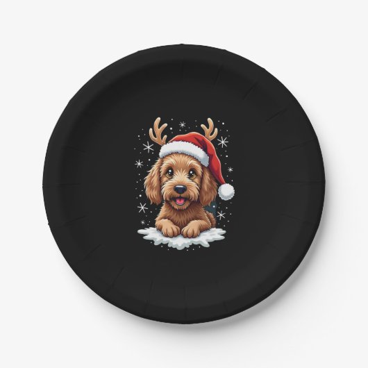 Christmas Goldendoodle Dog Reindeer Holiday Doodle Papieren Bordje (Voorkant)