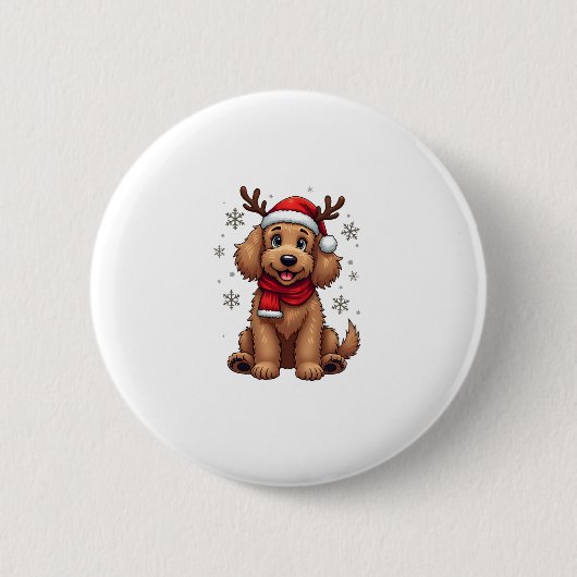 Christmas Goldendoodle Dog Reindeer Holiday Doodle Ronde Button 5,7 Cm (Voorkant)