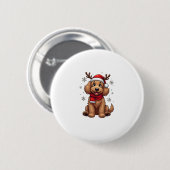 Christmas Goldendoodle Dog Reindeer Holiday Doodle Ronde Button 5,7 Cm (Voorkant /achterkant)