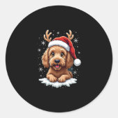 Christmas Goldendoodle Dog Reindeer Holiday Doodle Ronde Sticker (Voorkant)