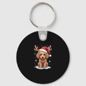 Christmas Goldendoodle Dog Reindeer Holiday Doodle Sleutelhanger (Voorkant)