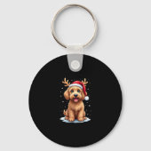 Christmas Goldendoodle Dog Reindeer Holiday Doodle Sleutelhanger (Voorkant)