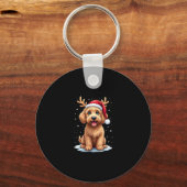 Christmas Goldendoodle Dog Reindeer Holiday Doodle Sleutelhanger (Voorkant)