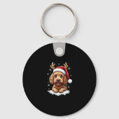 Christmas Goldendoodle Dog Reindeer Holiday Doodle Sleutelhanger (Voorkant)
