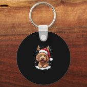 Christmas Goldendoodle Dog Reindeer Holiday Doodle Sleutelhanger (Voorkant)