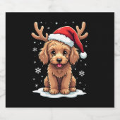 Christmas Goldendoodle Dog Reindeer Holiday Doodle Sparkling Wijnetiket (Enkel label)