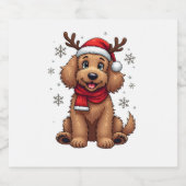 Christmas Goldendoodle Dog Reindeer Holiday Doodle Sparkling Wijnetiket (Enkel label)