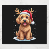 Christmas Goldendoodle Dog Reindeer Holiday Doodle Sparkling Wijnetiket (Enkel label)