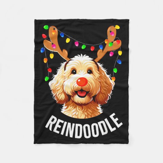Christmas Goldendoodle Reindeer Doodle Dog Reindoo Fleece Deken (Voorkant)