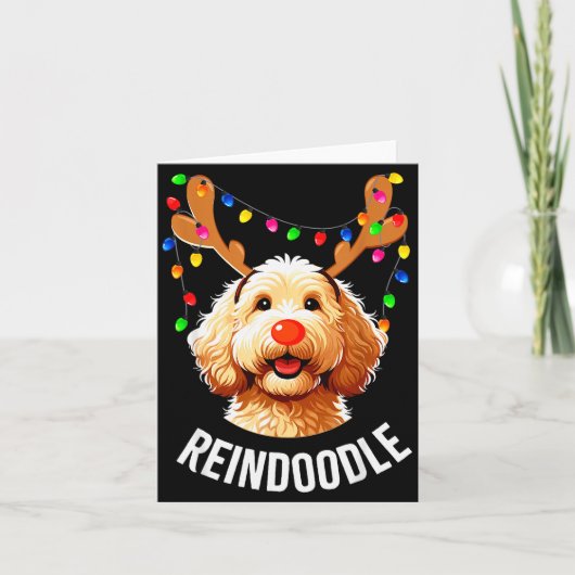 Christmas Goldendoodle Reindeer Doodle Dog Reindoo Kaart (Voorkant)