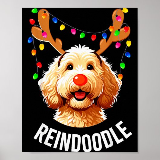 Christmas Goldendoodle Reindeer Doodle Dog Reindoo Poster (Voorkant)