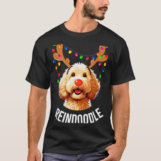 Christmas Goldendoodle Reindeer Doodle Dog Reindoo T-shirt (Voorkant)