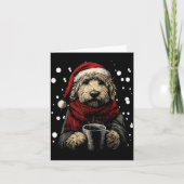 Christmas Goldendoodle Santa Hat Coffee Lover Funn Kaart (Voorkant)
