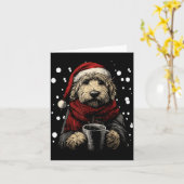 Christmas Goldendoodle Santa Hat Coffee Lover Funn Kaart (Gele Bloem)