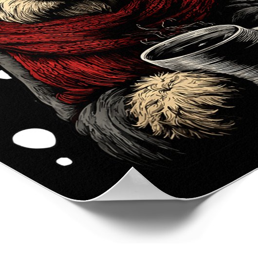 Christmas Goldendoodle Santa Hat Coffee Lover Funn Poster (Hoek)