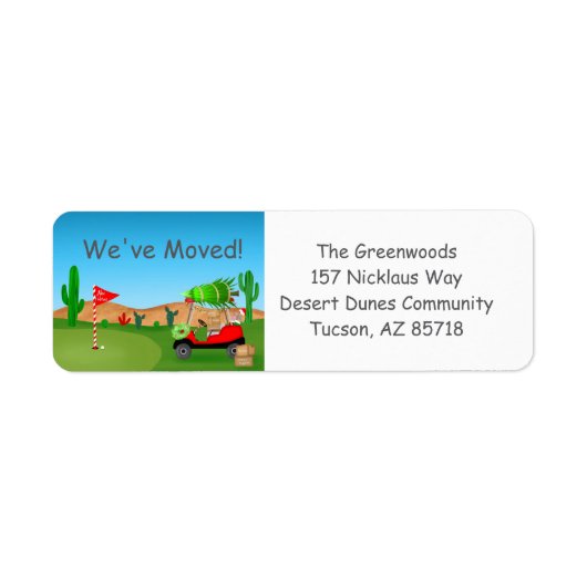 Christmas Golf Cart  Moving Boxes Desert Course Etiket (Voorkant)