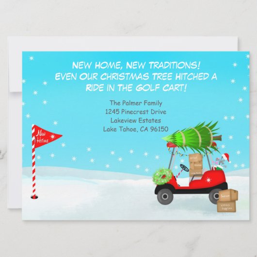 Christmas Golf Cart With Moving Boxes Golf Aankondiging (Voorkant)