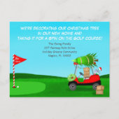Christmas Golf Cart With Moving Boxes Golf Course Aankondigingskaart (Voorkant)