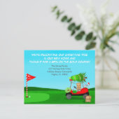 Christmas Golf Cart With Moving Boxes Golf Course Aankondigingskaart (Staand voorkant)