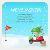Christmas Golf Cart With Moving Boxes Golf  Vierkante Sticker (Voorkant)