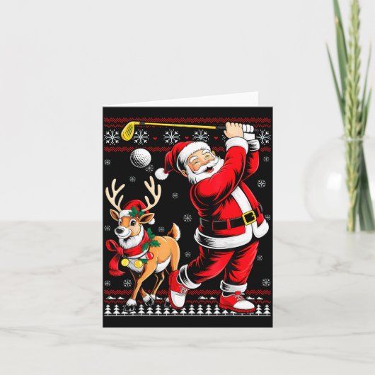 Christmas Golf Santa Golfer Christmas Pajama Reind Kaart (Voorkant)