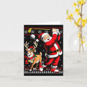 Christmas Golf Santa Golfer Christmas Pajama Reind Kaart (Gele Bloem)