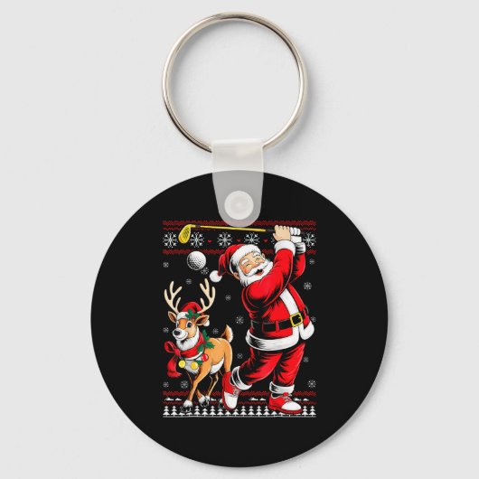 Christmas Golf Santa Golfer Christmas Pajama Reind Sleutelhanger (Voorkant)