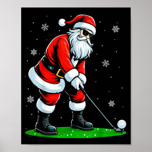 Christmas Golf Santa Golfer Xmas Funny Christmas G Poster (Voorkant)