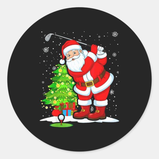 Christmas Golf Santa Golfer Xmas Funny Christmas G Ronde Sticker (Voorkant)