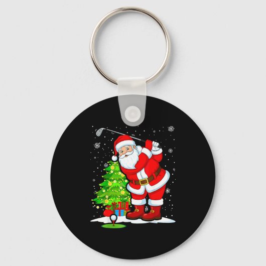 Christmas Golf Santa Golfer Xmas Funny Christmas G Sleutelhanger (Voorkant)