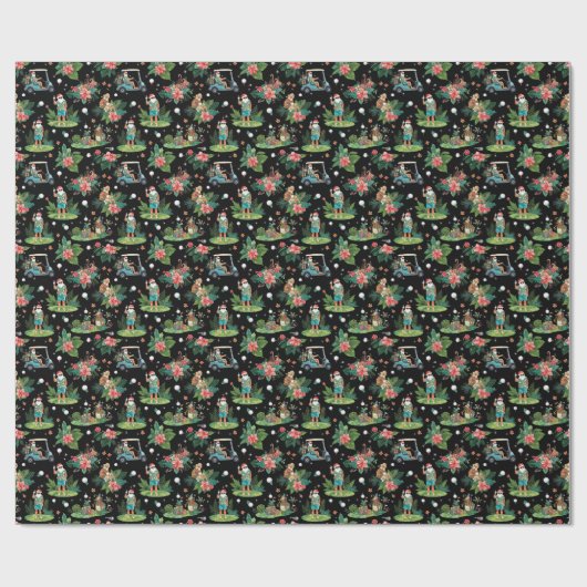 Christmas Golf Summer Santa Watercolor Pattern  Cadeaupapier (Vlak)