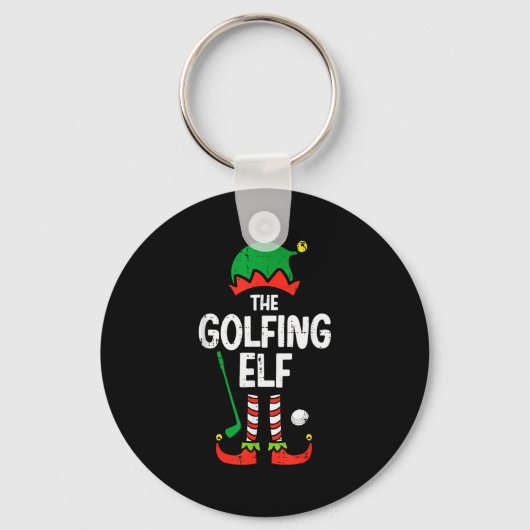 Christmas Golfing Elf Xmas Golf Family Match Golfe Sleutelhanger (Voorkant)