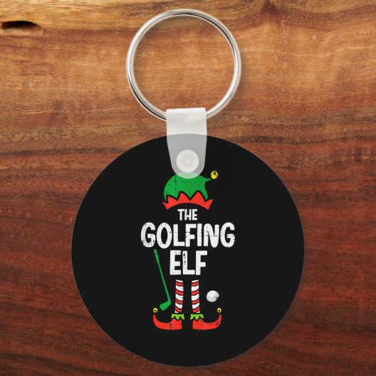 Christmas Golfing Elf Xmas Golf Family Match Golfe Sleutelhanger (Voorkant)