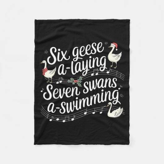 Christmas Goose 67 6 Geese A Laying 7 Swans A Swim Fleece Deken (Voorkant)