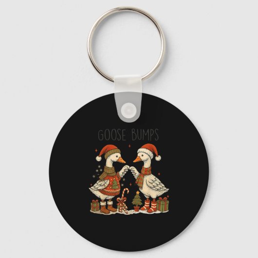 Christmas Goose Bumps Funny Santa Goose Couple Sleutelhanger (Voorkant)