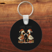 Christmas Goose Bumps Funny Santa Goose Couple Sleutelhanger (Voorkant)