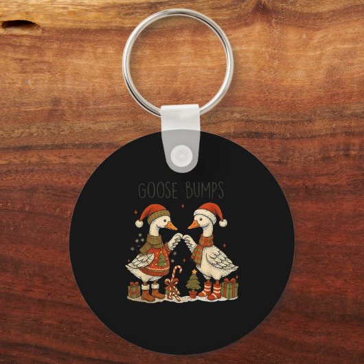 Christmas Goose Bumps Funny Santa Goose Couple Sleutelhanger (Voorkant)
