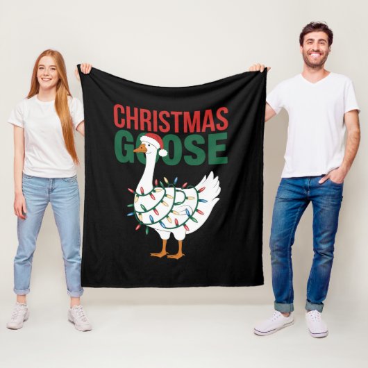 Christmas Goose Lights Schattigee vakantie Fleece Deken (In situ)