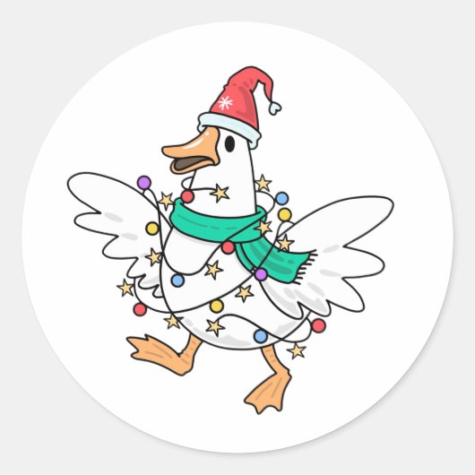 Christmas Goose Ronde Sticker (Voorkant)