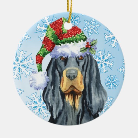 Christmas Gordon Setter Keramisch Ornament (Voorkant)