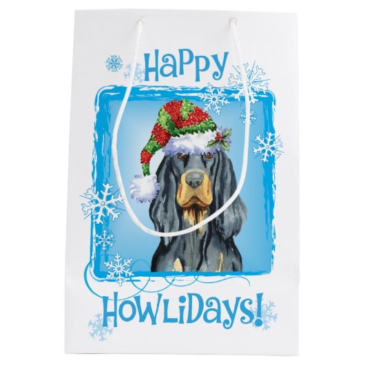 Christmas Gordon Setter Medium Cadeauzakje (Achterkant)