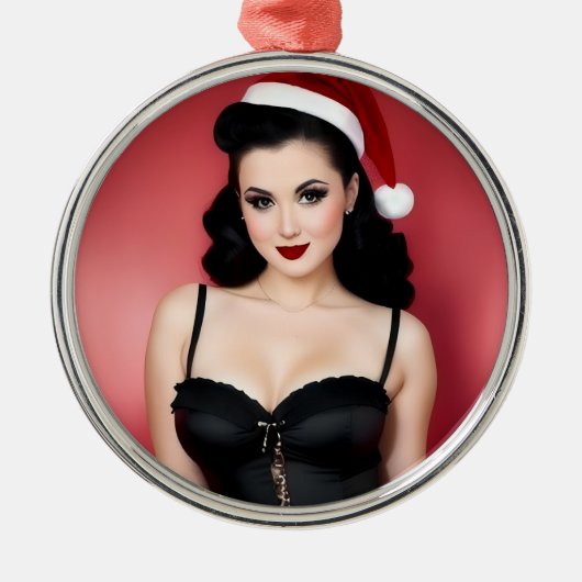 Christmas Goth Girl in Hat Holiday Ornament (Voorkant)