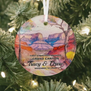 Christmas Grand Canyon Adventure Couple verloofd Glas Ornament