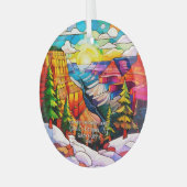 Christmas Grand Canyon AZ Glas in lood getrouwd Glas Ornament (Voorkant links)