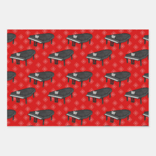 Christmas Grand Piano Pianist Muzikant Patroon Inpakpapier Vel