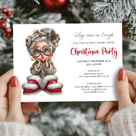 Christmas Grandma Cartoon Party Event Invitation Kaart