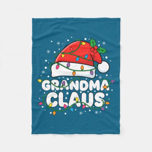 Christmas Grandma Claus Santa Hat Christmas Lights Fleece Deken (Voorkant)