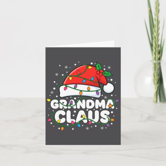 Christmas Grandma Claus Santa Hat Christmas Lights Kaart (Voorkant)