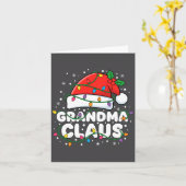 Christmas Grandma Claus Santa Hat Christmas Lights Kaart (Gele Bloem)